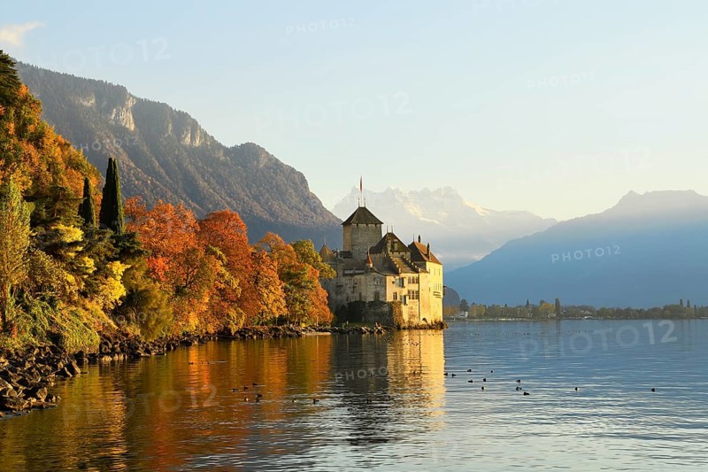 Chillon Water Castle at Lake Geneva