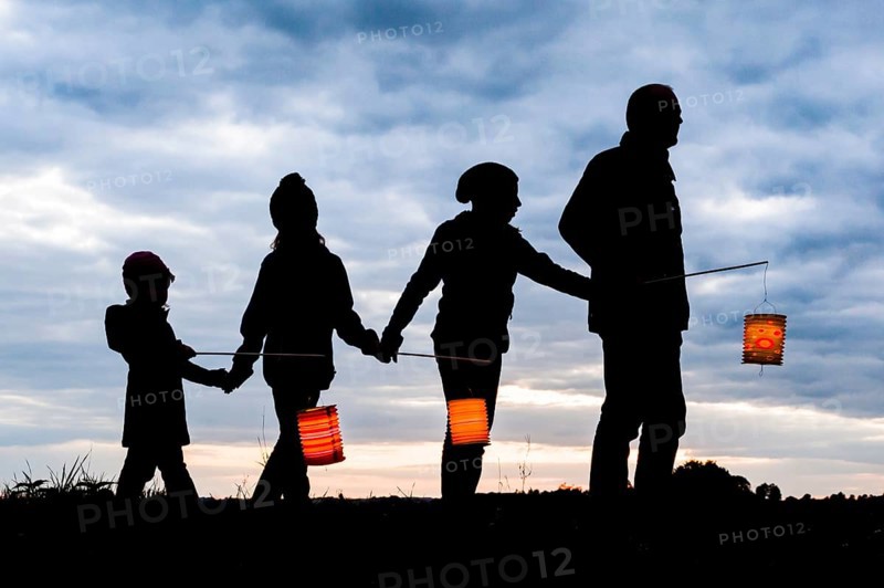 Lampion parade at dusk at Saint Martin