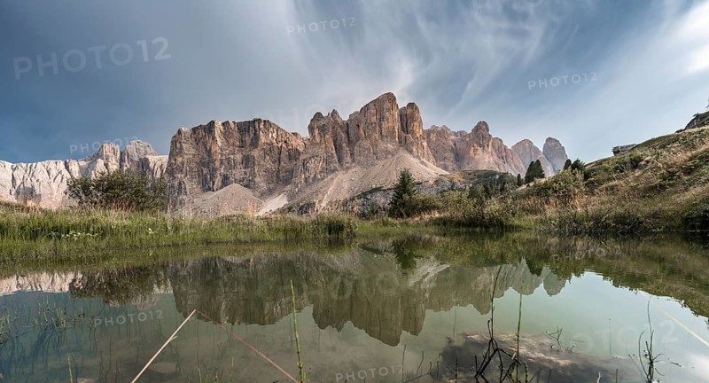 Sella Group with Piscadu reflected in a pond