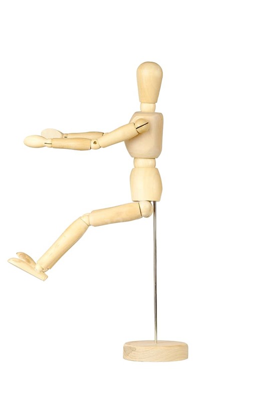 Wooden stickman driving