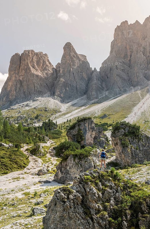 Hiker standing on rocks