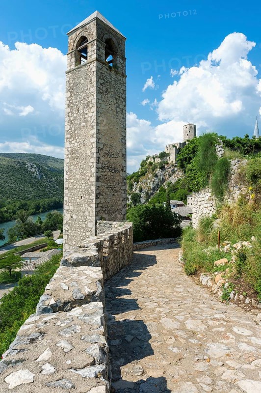 Sahat Kula clock tower in the medieval citadel of Pocitelj