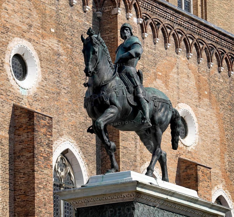 Horseman statue of Bartolomeo Colleoni in front of the church Santi Giovanni e Paolo