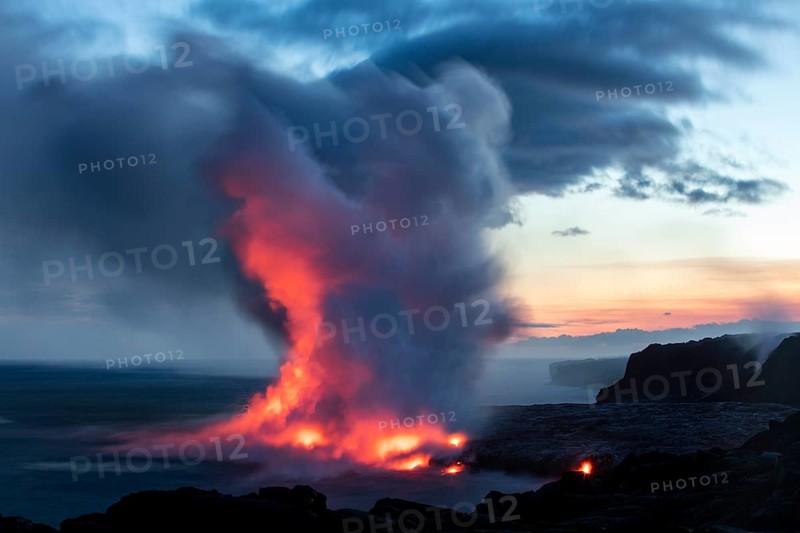 Lava entering ocean
