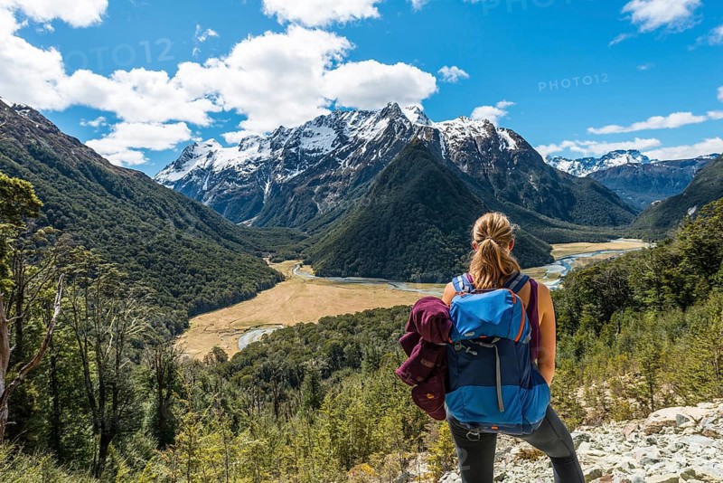 Hiker overlooks the Routeburn Flats