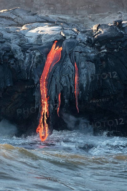 Lava entering ocean