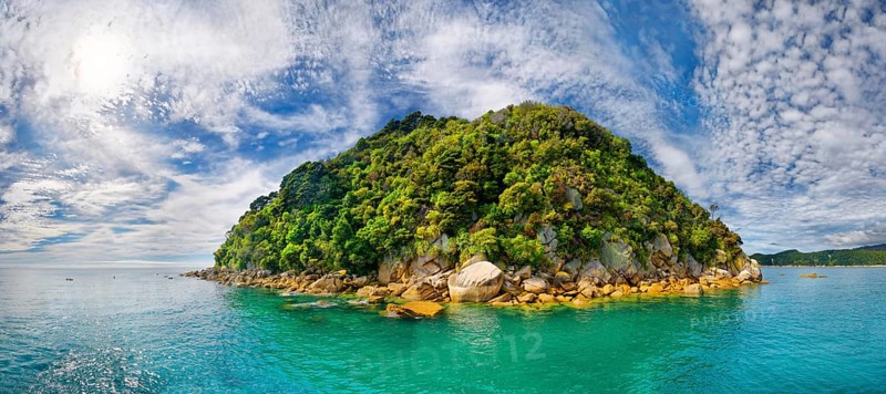 Spherical and verdant rocky island