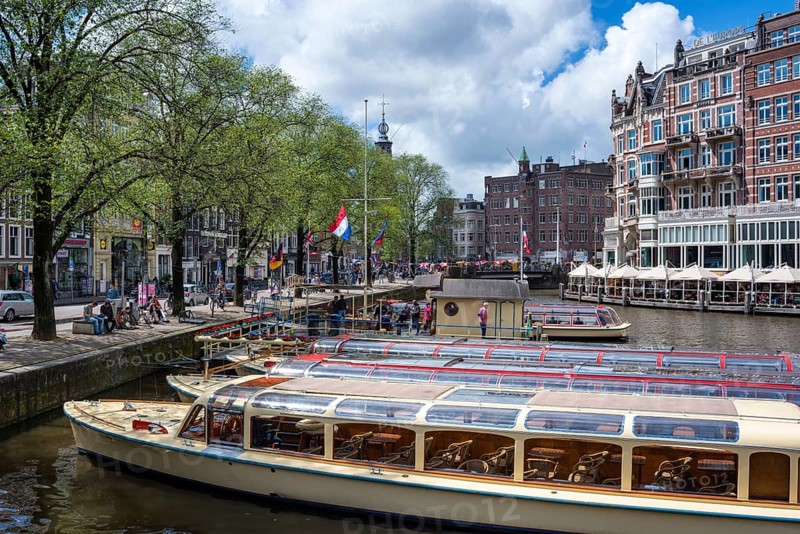 Canal boats on the Amstel river