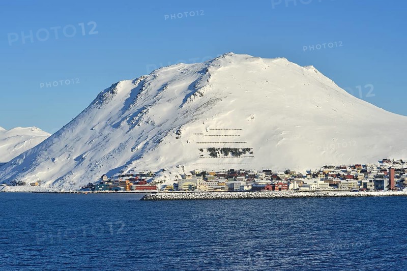 Townscape with snowy mountain