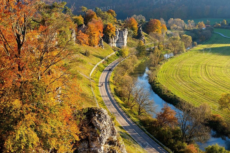 Altmuhl with rock formation Twelve Apostles in autumn