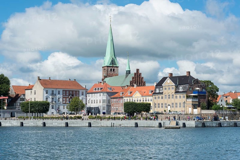 Cityscape with St. Olai Church at Oresund in Helsingor