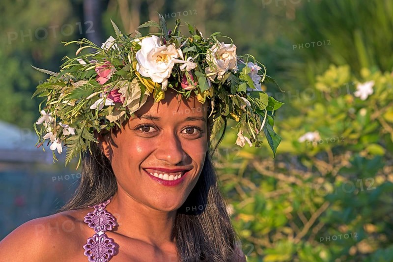 Young woman with flower wreath