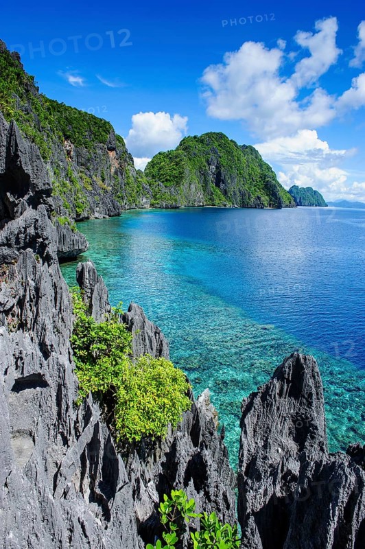 Coast with crystal clear water and limestones
