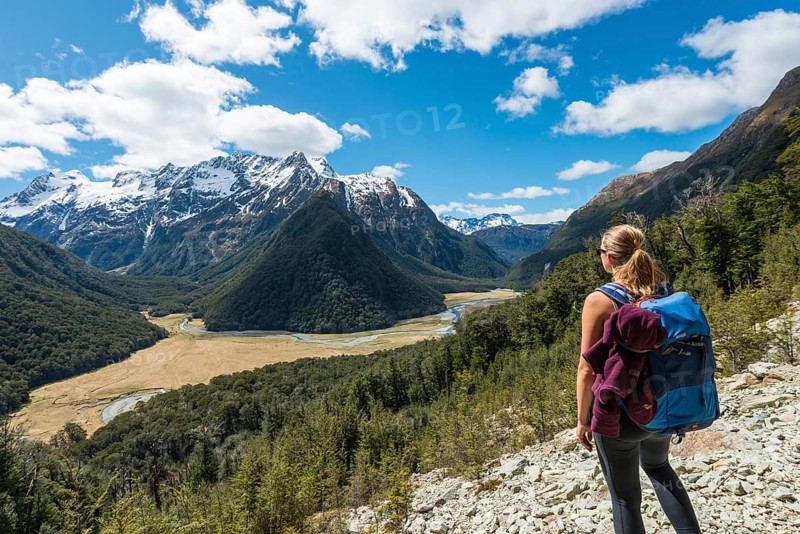 Hiker overlooks the Routeburn Flats