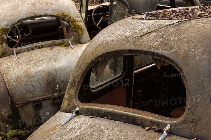 Rusty old vintage cars