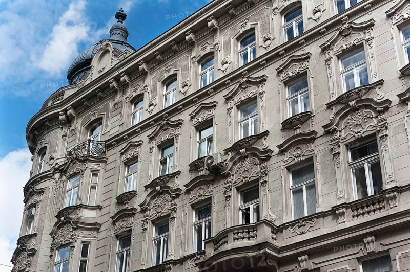 Building facade with stucco