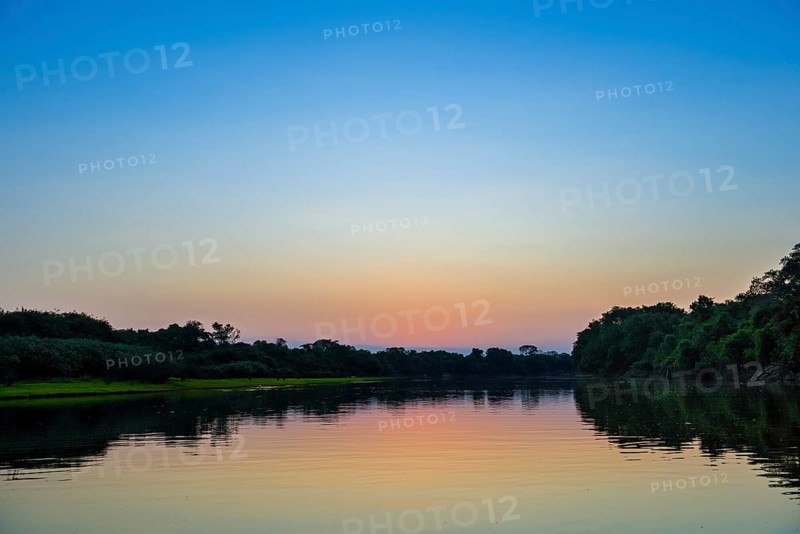River landscape with Rio Negro at sunset
