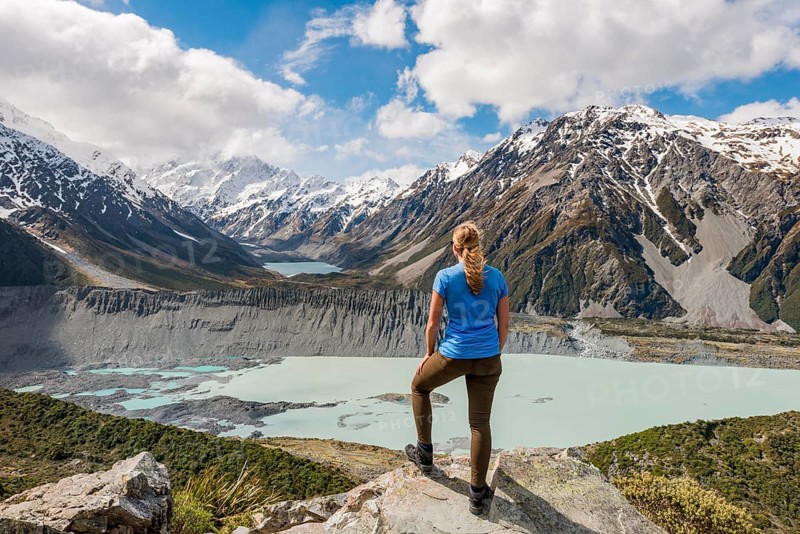 Hiker standing on rocks