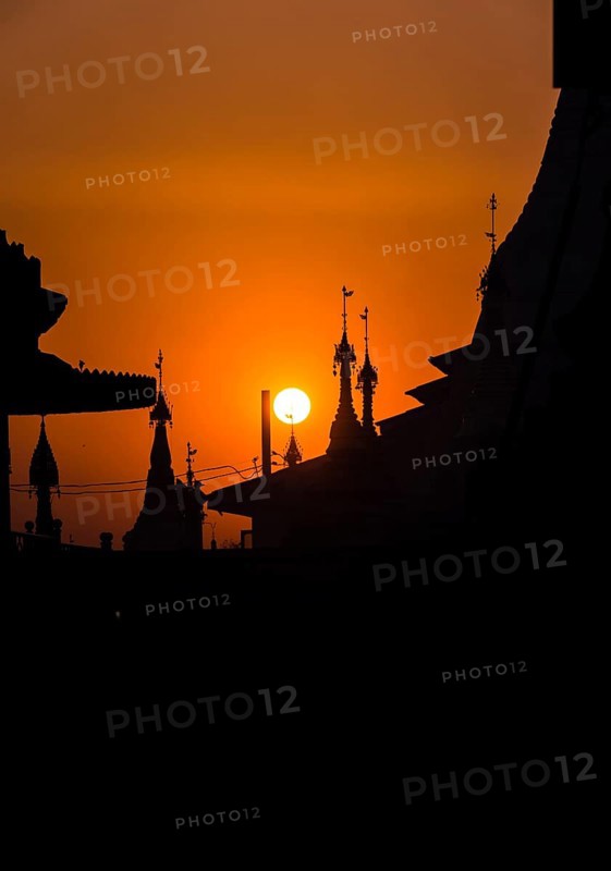 Backlit Pagodas at sunset