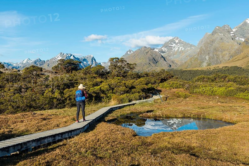 Hiker on a footbridge
