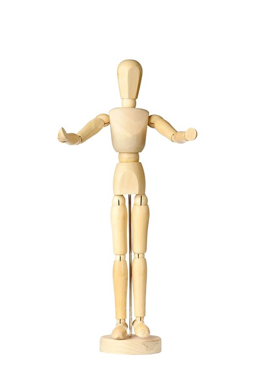 Wooden stickman with open arms