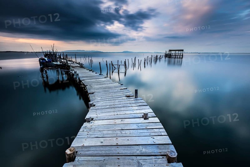 Landing stage in the calm sea