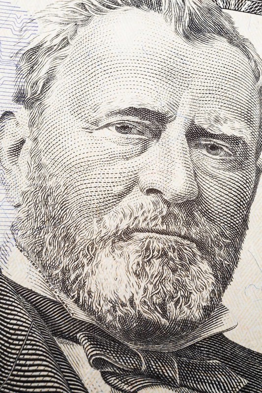 Portrait of Ulysses Simpson Grant on a US fifty dollar bill