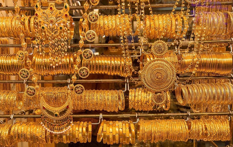 Golden bangles and jewelry