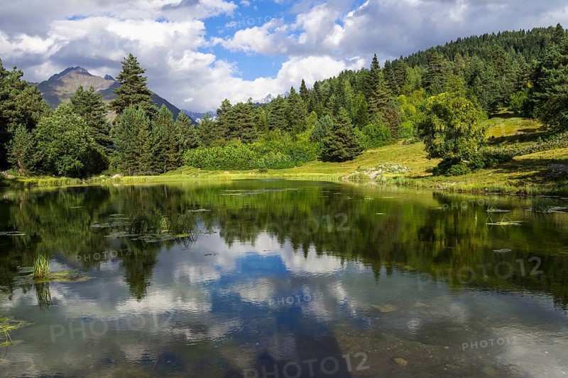 Mountain lake in Shkhara Mountains