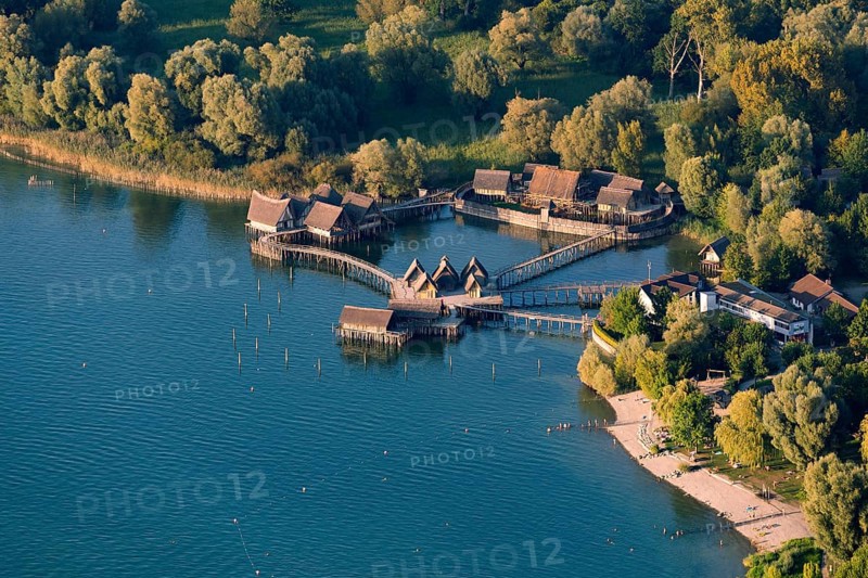 Aerial view of stilt houses