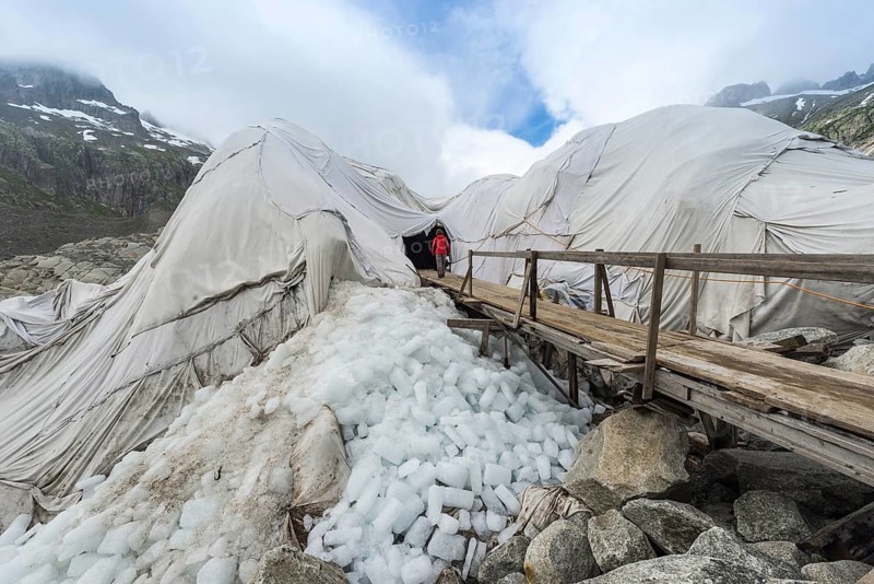 Entrance to the ice tunnel in the Rhone glacier