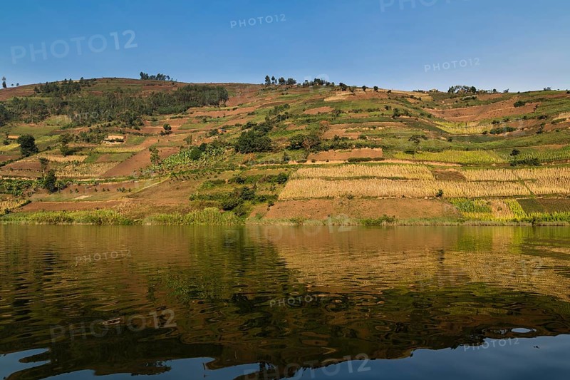 Hills reflecting on the water