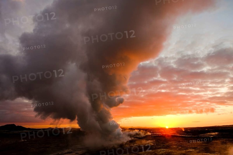 Smokestack in geothermal area Gunnuhver