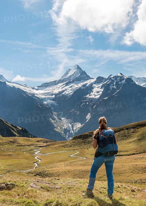 Hiker looks into the distance