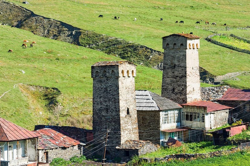 Traditional medieval Svanetian tower houses