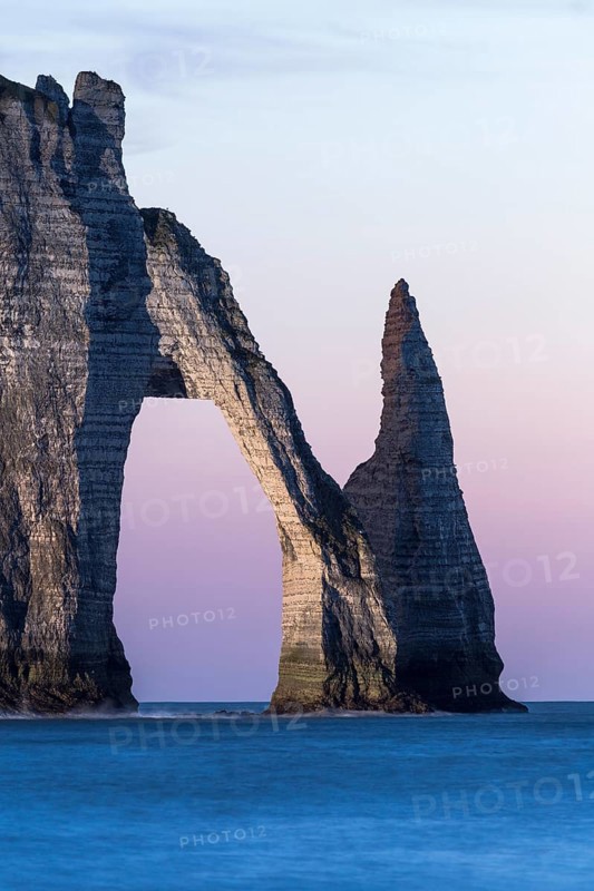 Aiguille d'Etretat and Porte d'Aval in the evening light