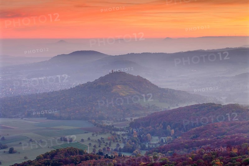 View from Breitenstein of Limburg and Drei Kaiserberge Hohenstaufen