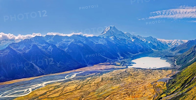 The Tasman Glacier and the peak of Mount Cook