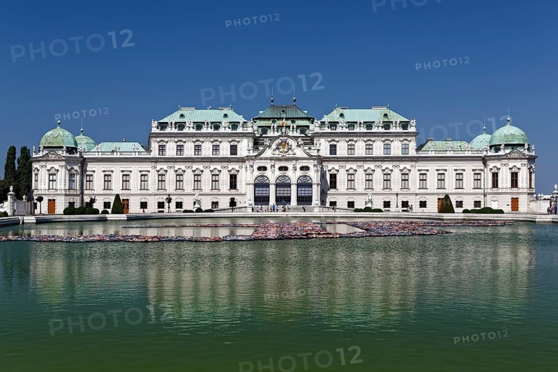 Belvedere Castle and fountain with reflection