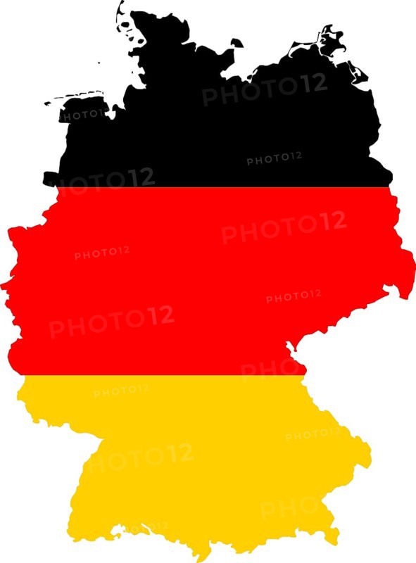 Map of Germany with the colours of the German flag