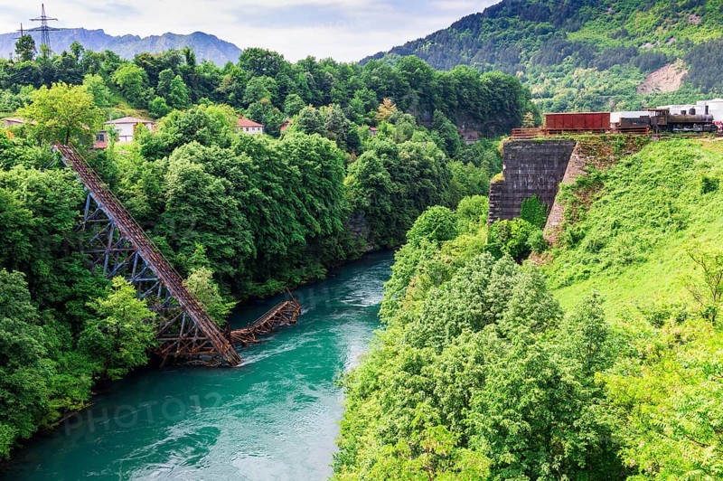 Replica of a railway bridge destroyed during the Neretva battle in 1943