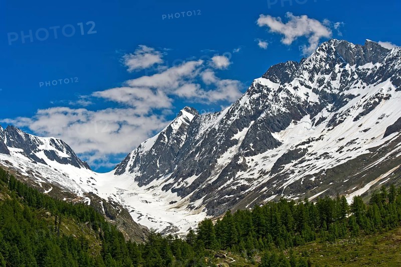 View to the Lotschenlucke mountain pass with Langgletscher glacier