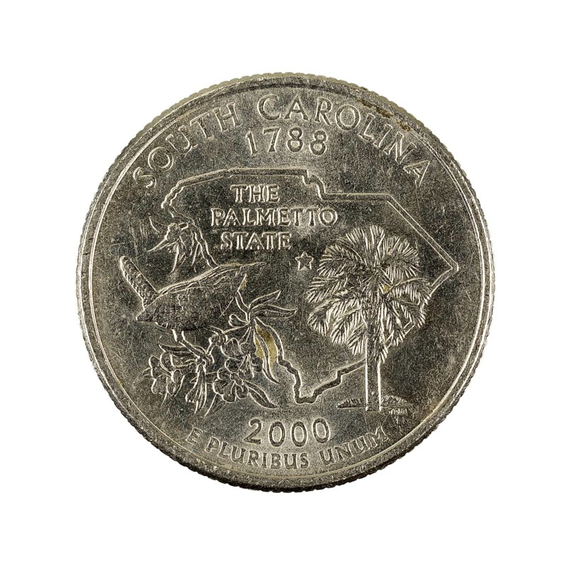 Back of United States quarter featuring South Carolina