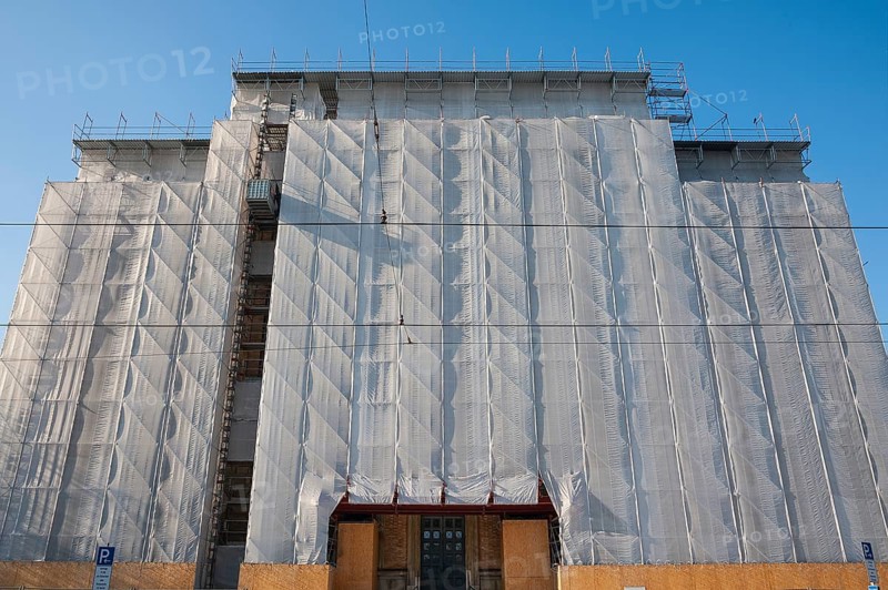 Scaffolding with cover