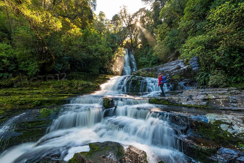 Hiker at McLean waterfall