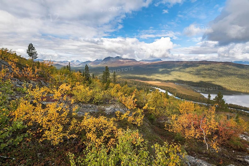 View to the mountains of Sarek National Park