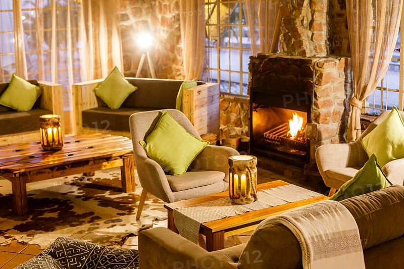 Cosy sitting area with fireplace
