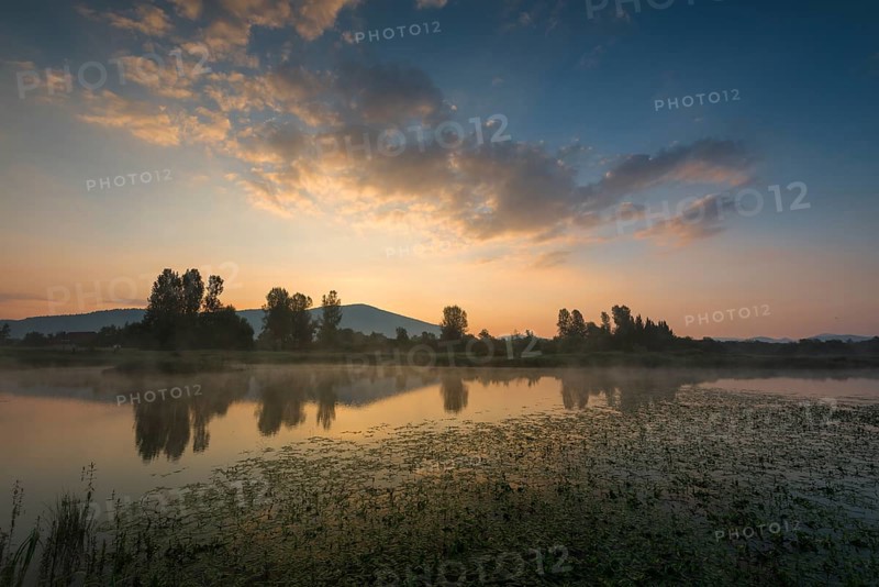 Sunrise at the lake Cerknica