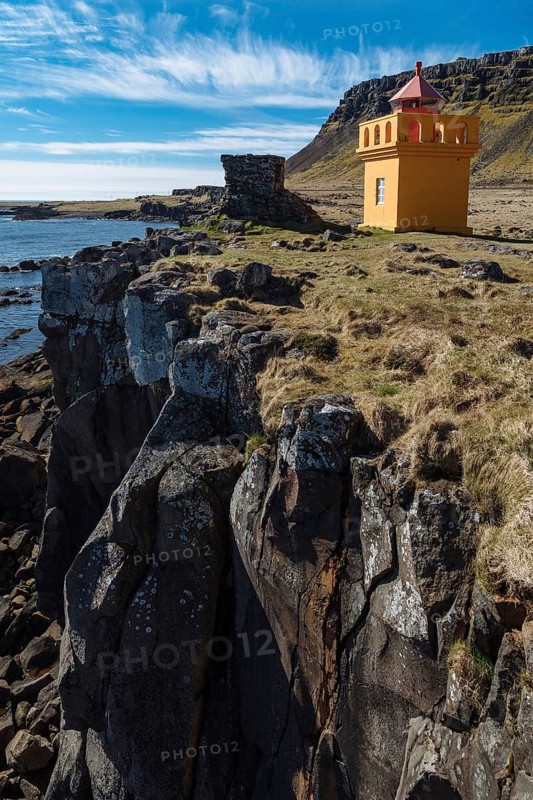 Orange lighthousehouse
