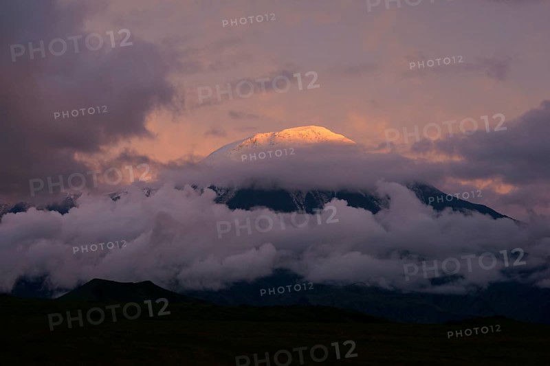 Tolbachik Volcano covered in clouds